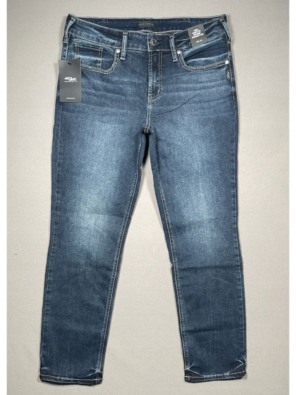 NWT Silver Co Suki Curvy Mid Rise Indigo Straight Leg Jeans - Women Size 34 X 29